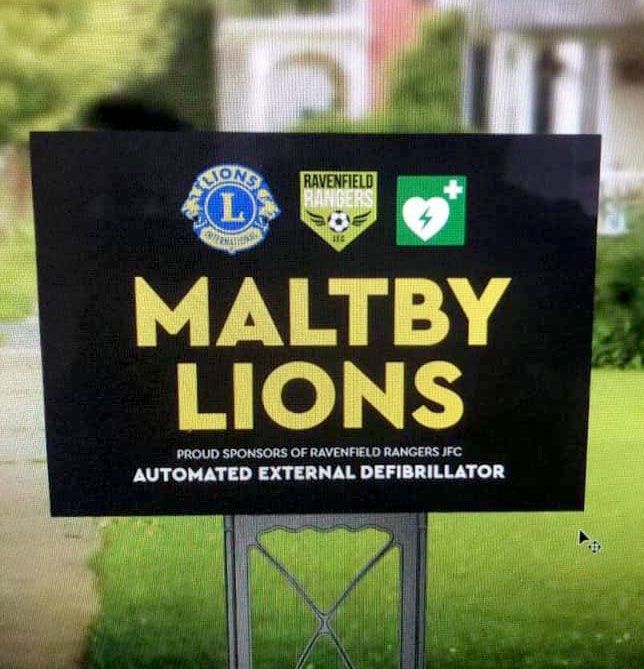 Maltby and Rother Valley Lions are proud to support Ravenfield Rangers JFC in their purchase of an automated outdoor defibrillator.